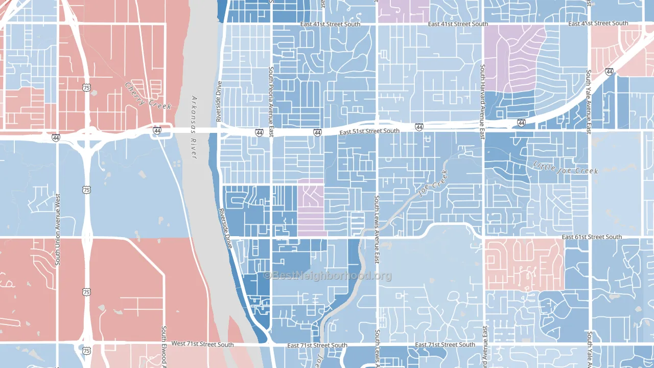 Heller Park, Tulsa, OK block-group political-lean map