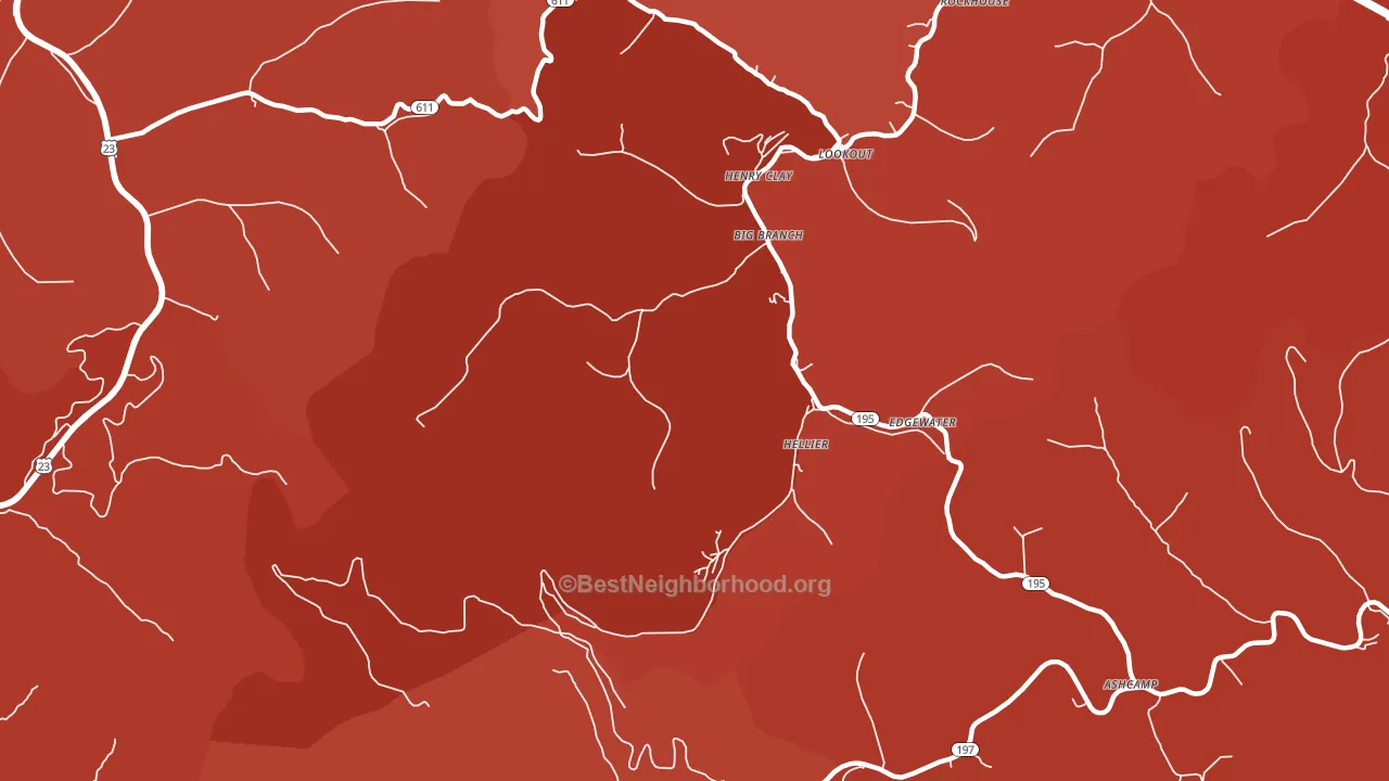 Hellier, KY block-group political-lean map