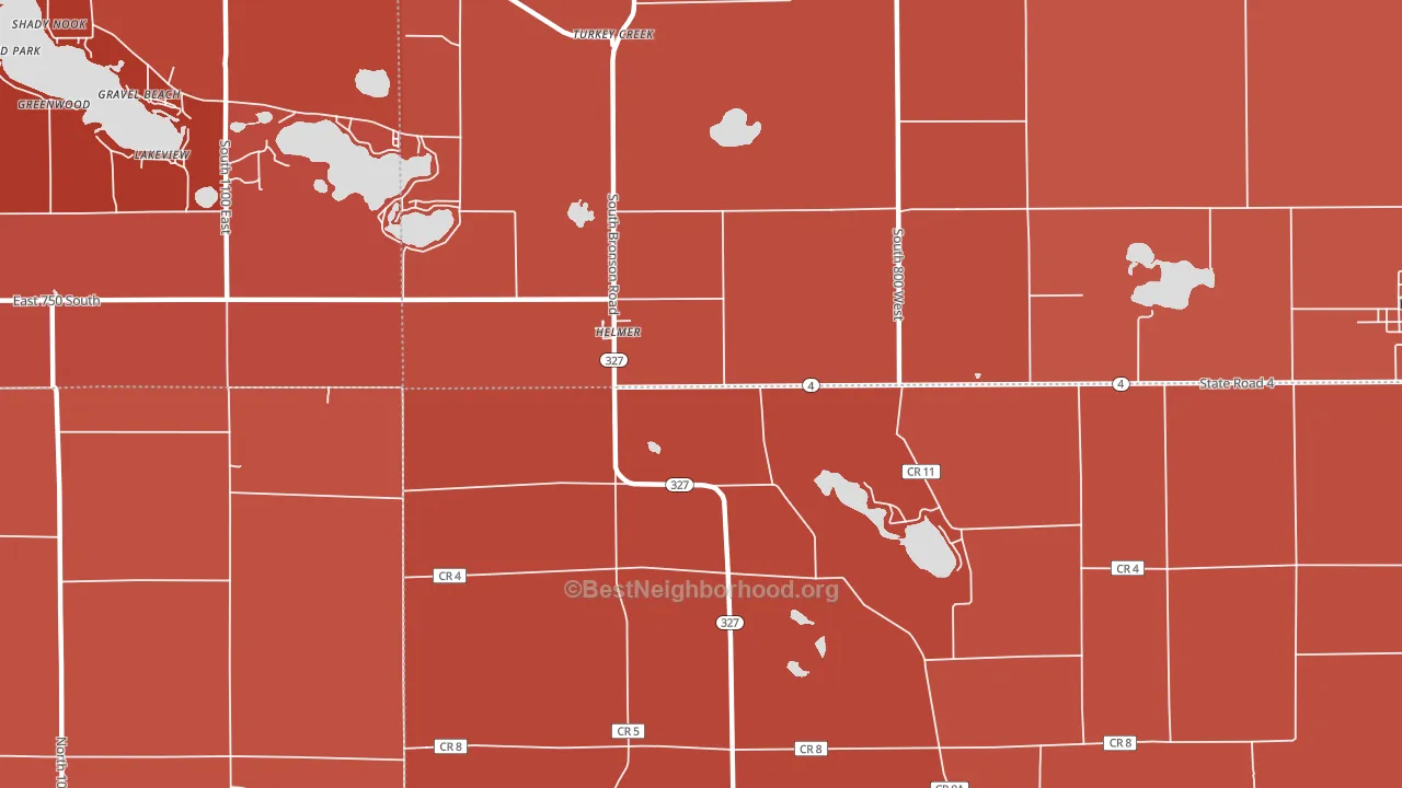 Helmer, IN block-group political-lean map