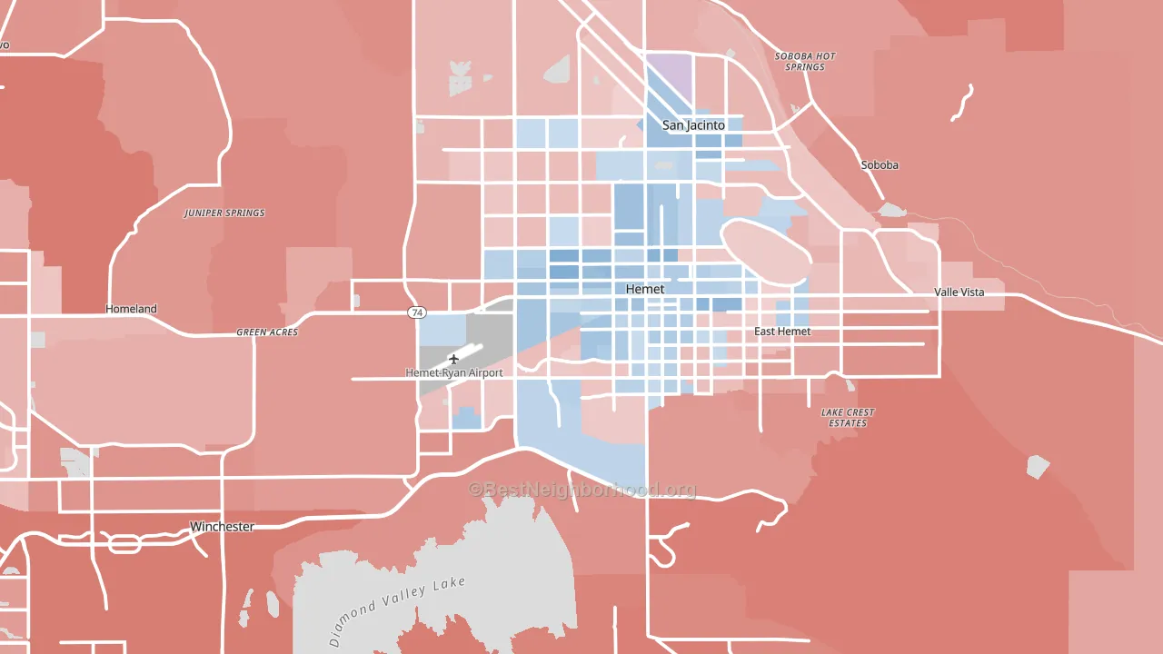 Hemet, CA block-group political-lean map