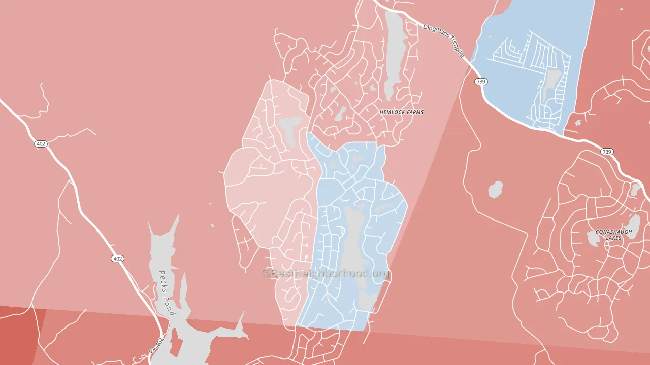 Hemlock Farms, PA block-group political-lean map