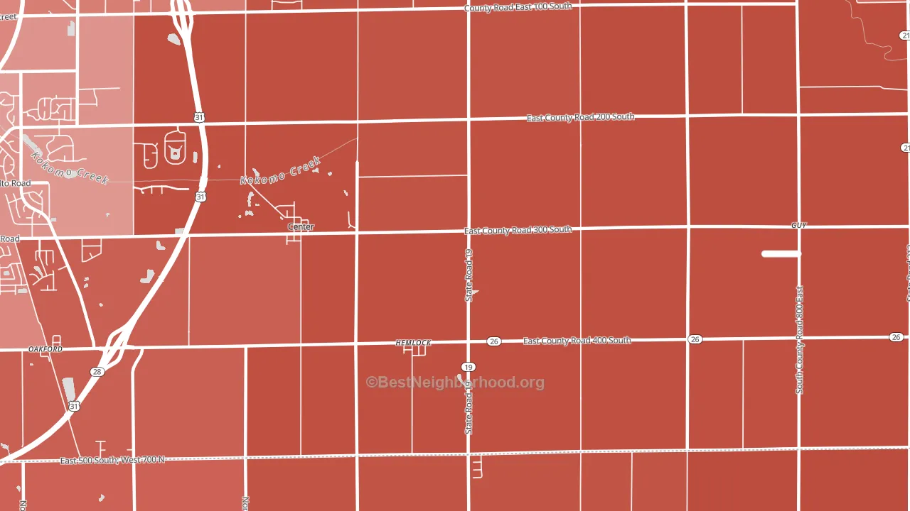 Hemlock, IN block-group political-lean map