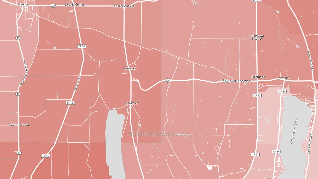 Hemlock, NY block-group political-lean map