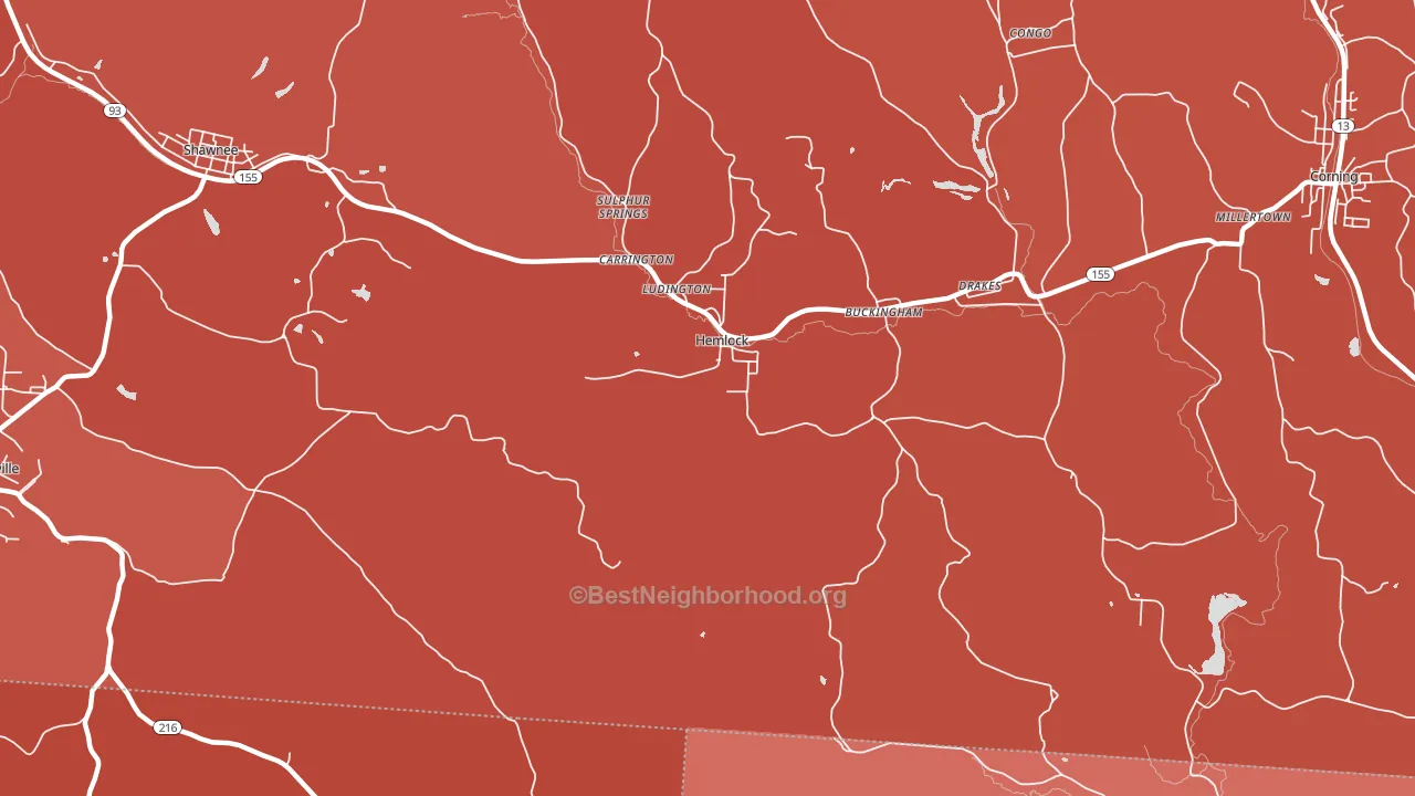 Hemlock, OH block-group political-lean map