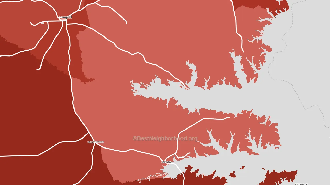 Hemphill, TX block-group political-lean map