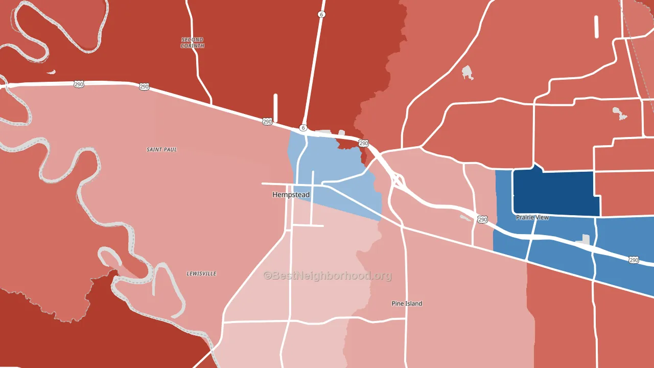 Hempstead, TX block-group political-lean map