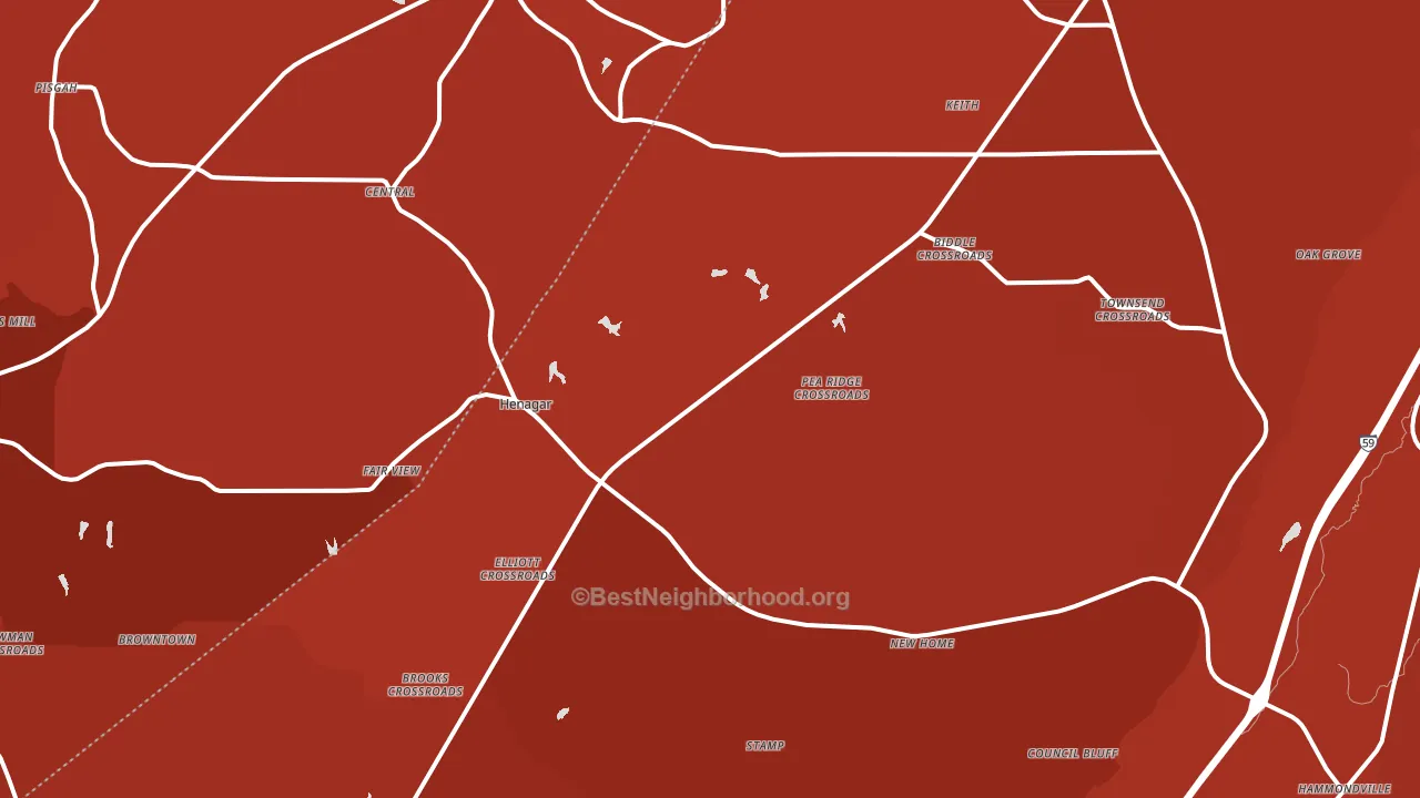 Henagar, AL block-group political-lean map