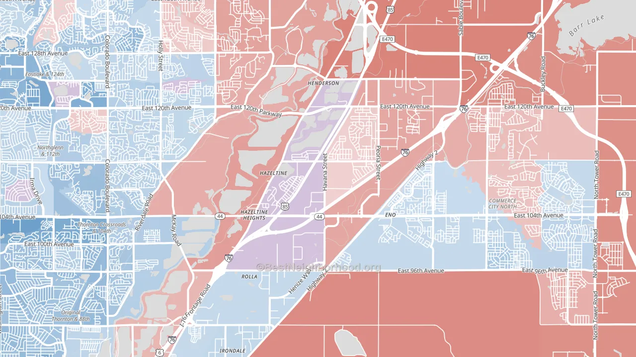 Henderson, CO block-group political-lean map
