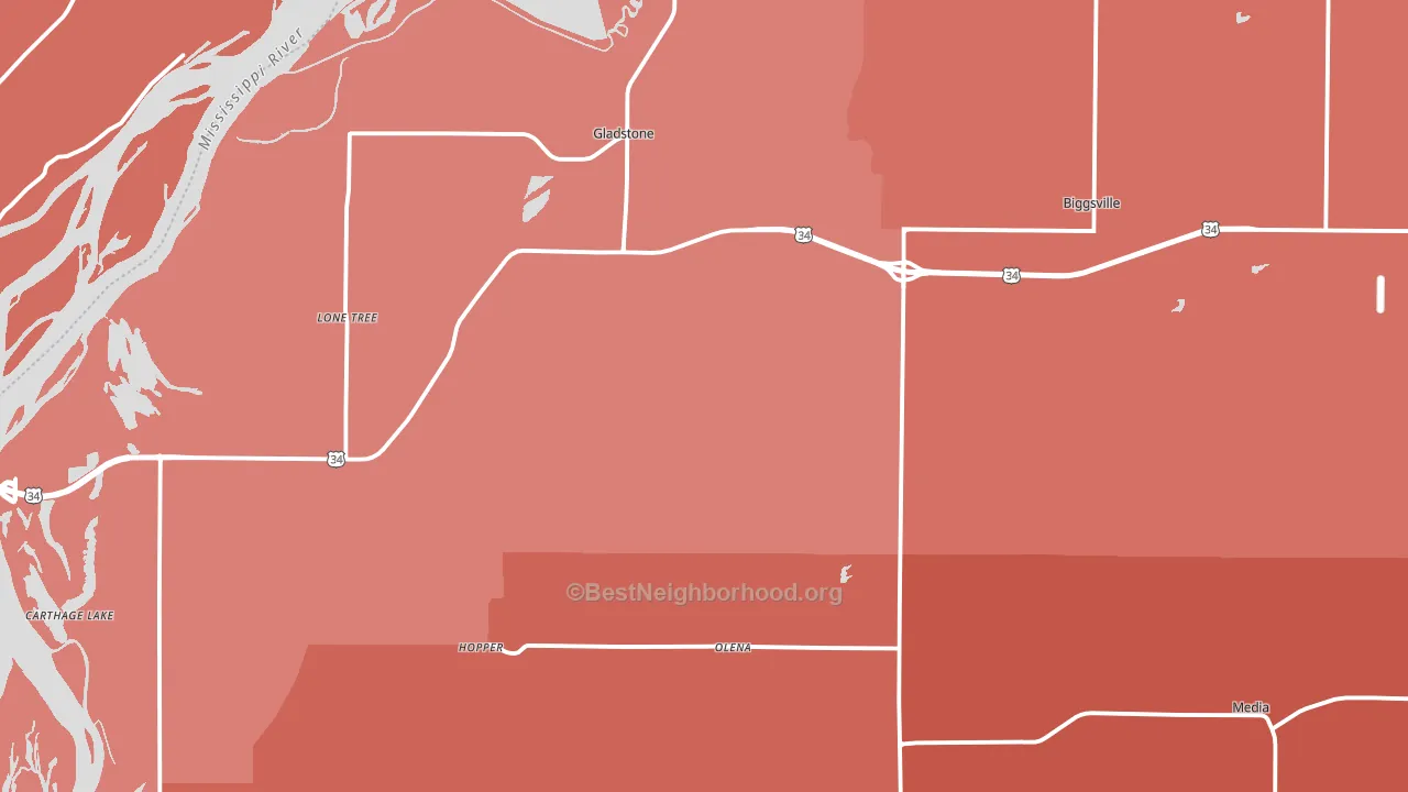 Henderson County, IL block-group political-lean map