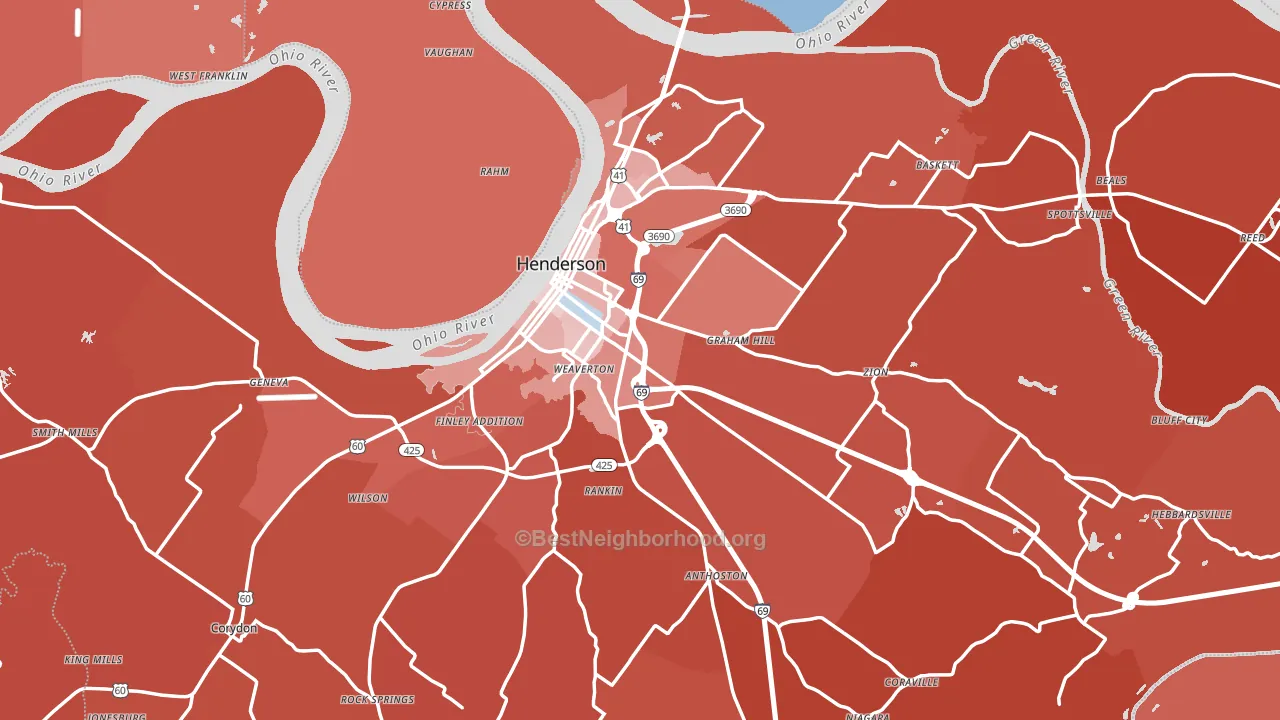 Henderson County, KY block-group political-lean map