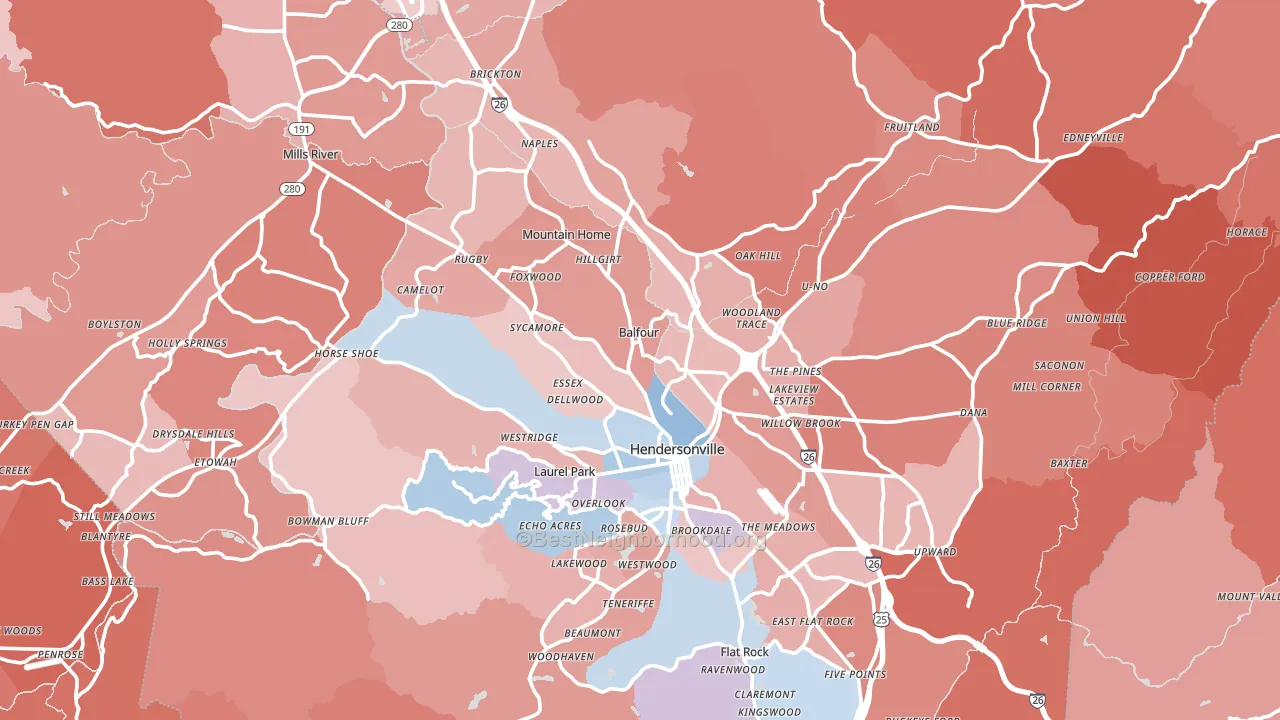 Henderson County, NC block-group political-lean map