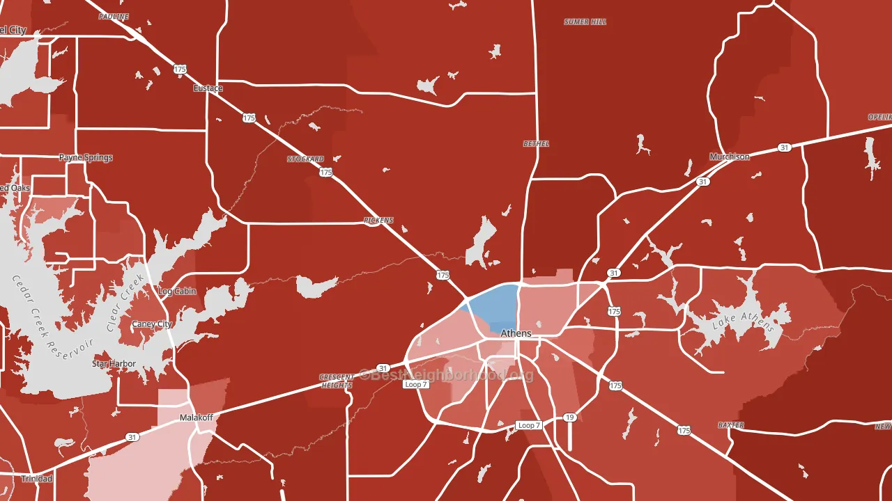 Henderson County, TX block-group political-lean map