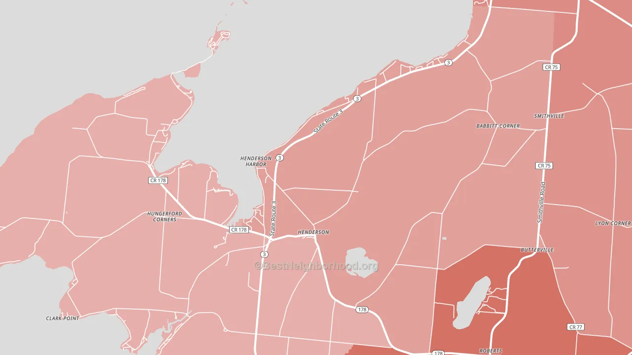 Henderson Harbor, NY block-group political-lean map