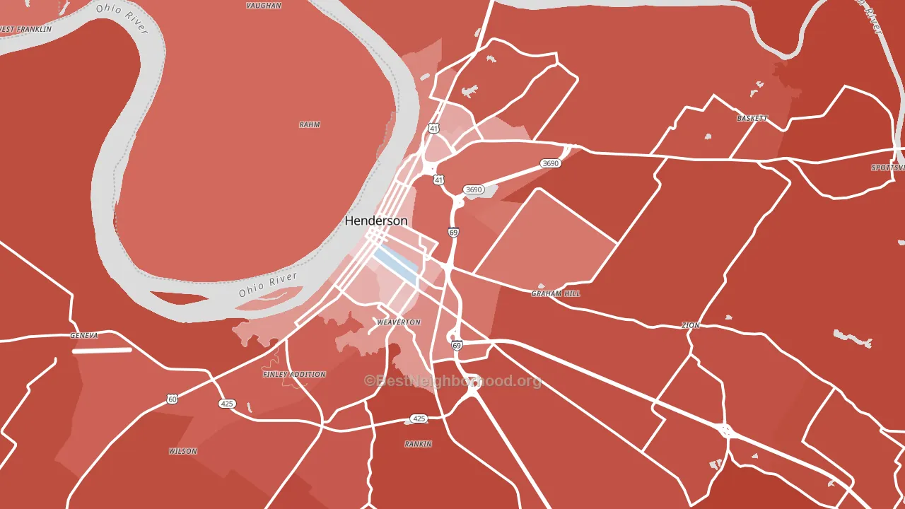 Henderson, KY block-group political-lean map