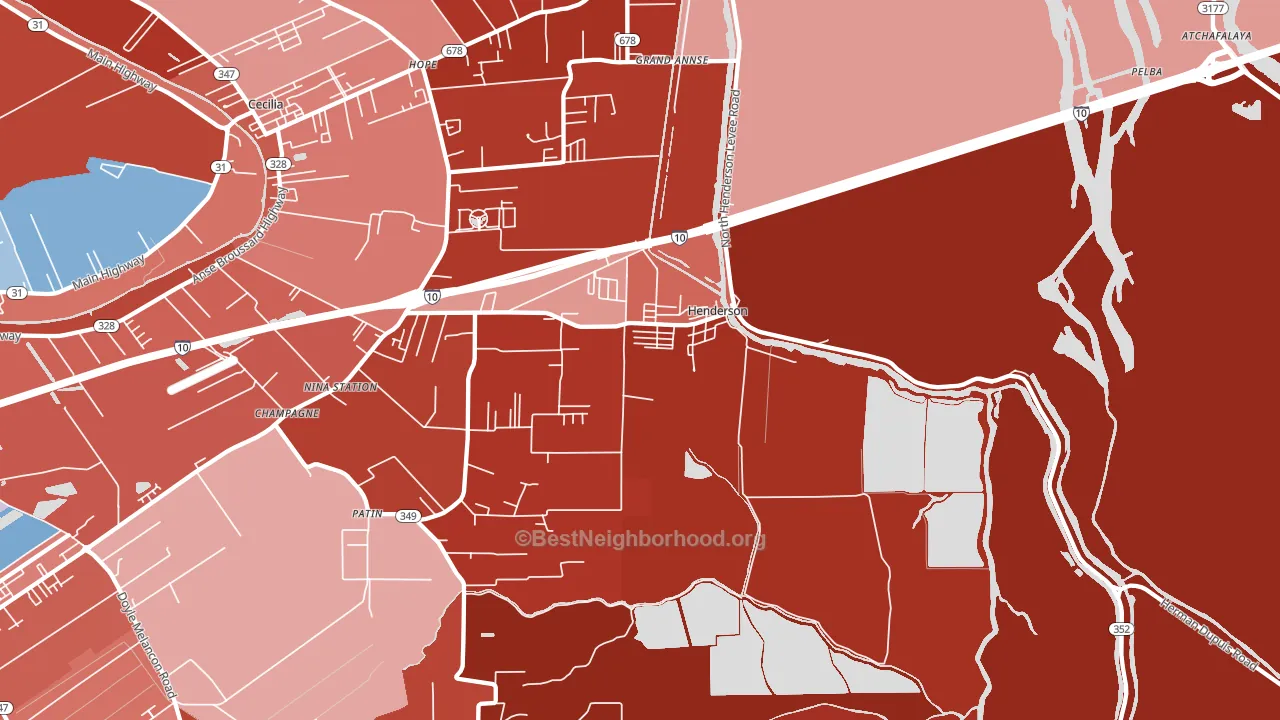 Henderson, LA block-group political-lean map