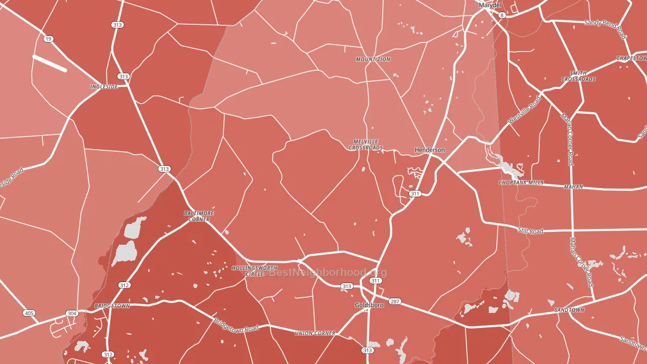 Henderson, MD block-group political-lean map