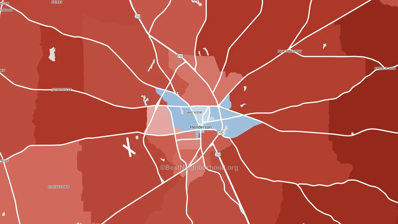 Henderson, TX block-group political-lean map