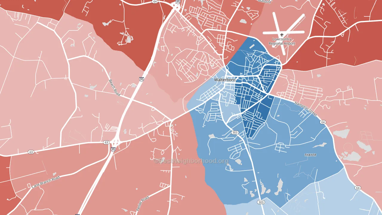 Hendersonville, SC block-group political-lean map