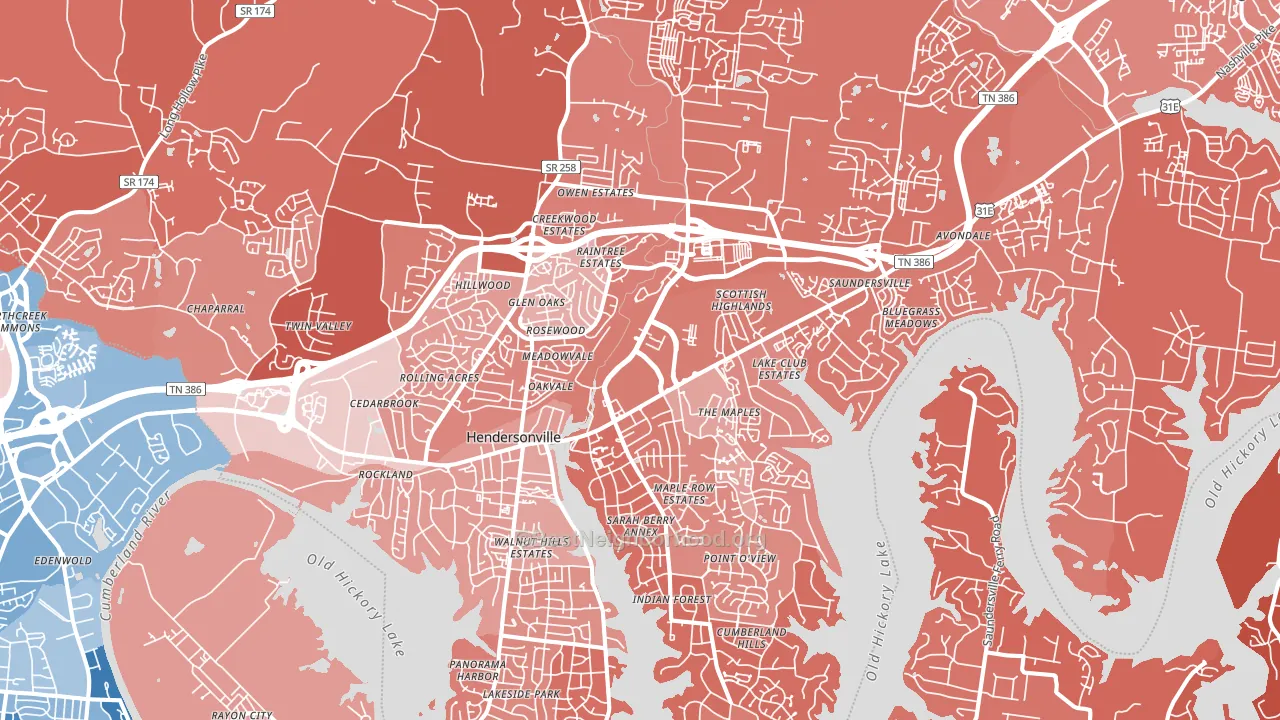 Hendersonville, TN block-group political-lean map