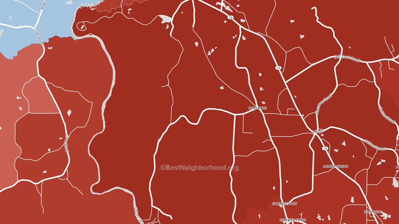 Hendricks, GA block-group political-lean map