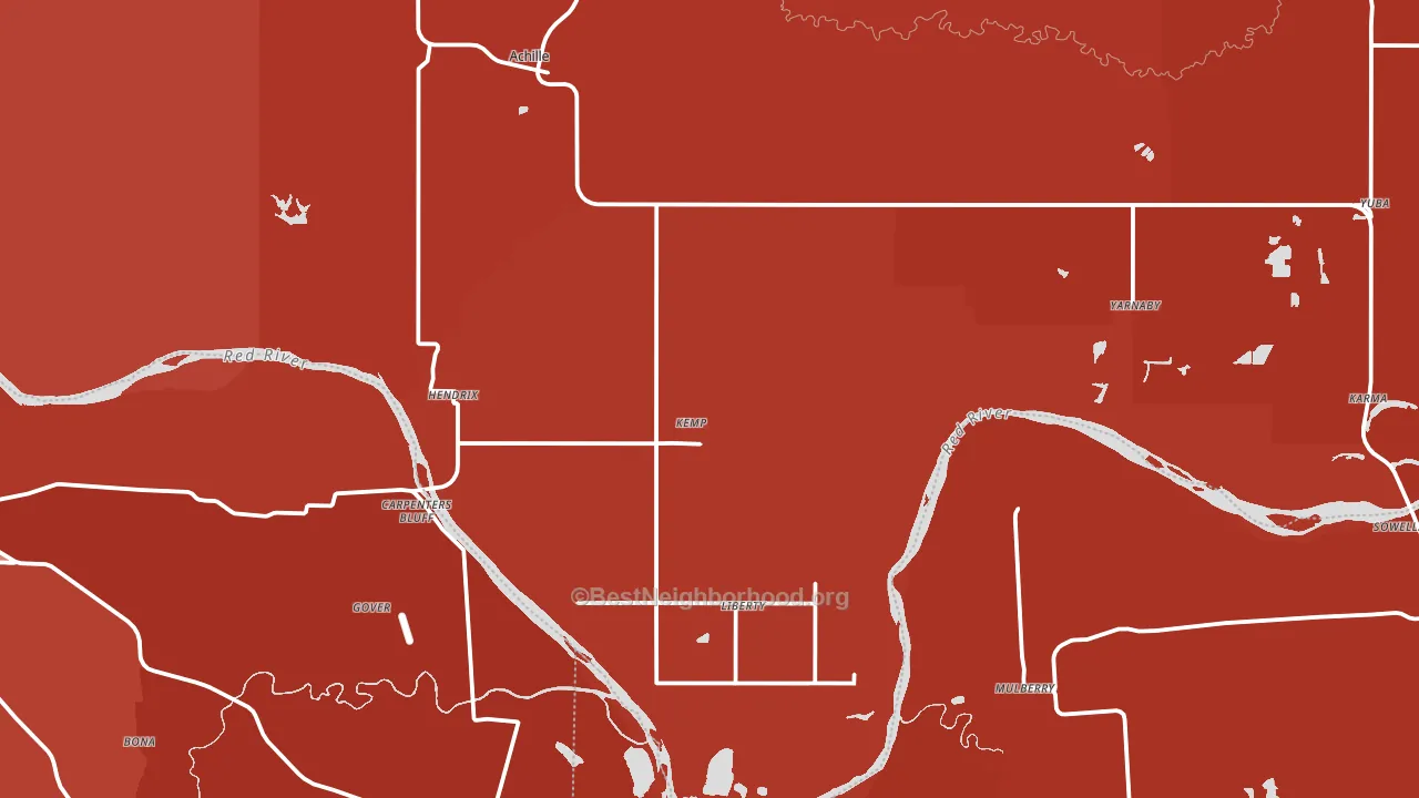 Hendrix, OK block-group political-lean map