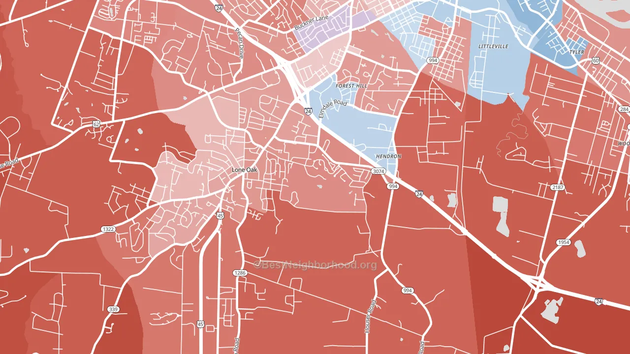 Hendron, KY block-group political-lean map