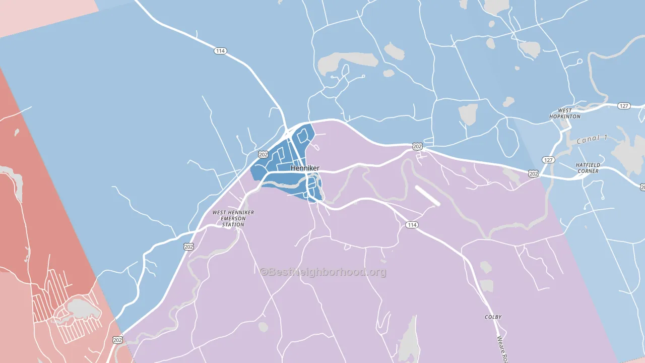 Henniker, NH block-group political-lean map