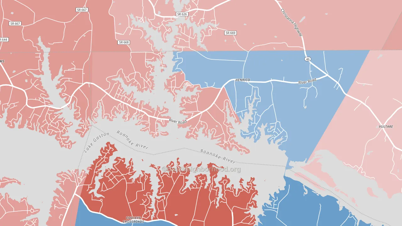 Henrico, NC block-group political-lean map