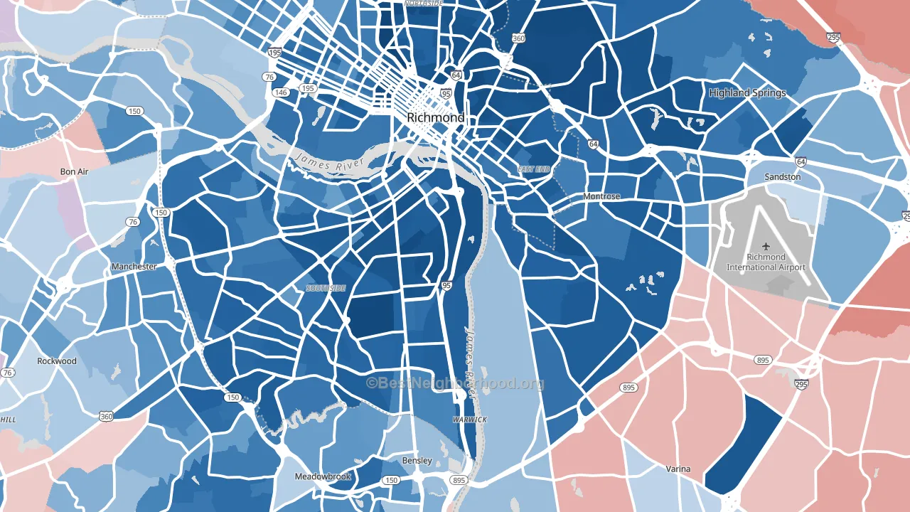 Henrico, VA block-group political-lean map