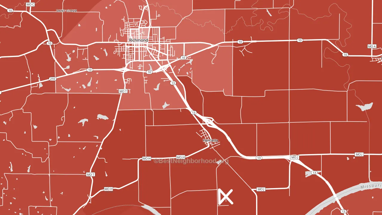 Henrietta, MO block-group political-lean map