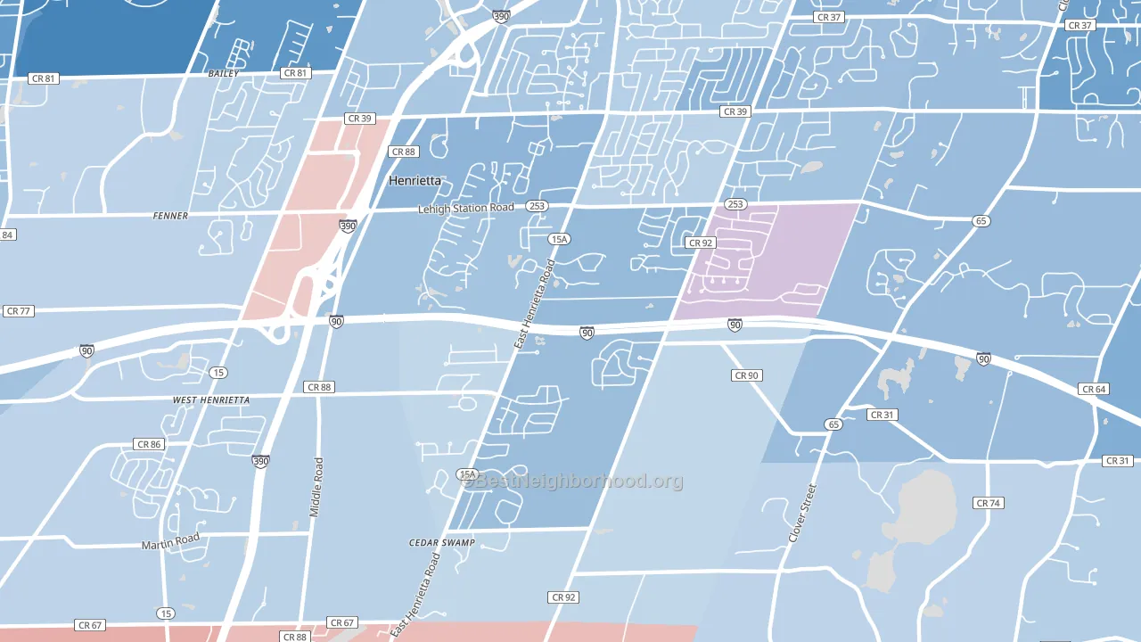Henrietta, NY block-group political-lean map