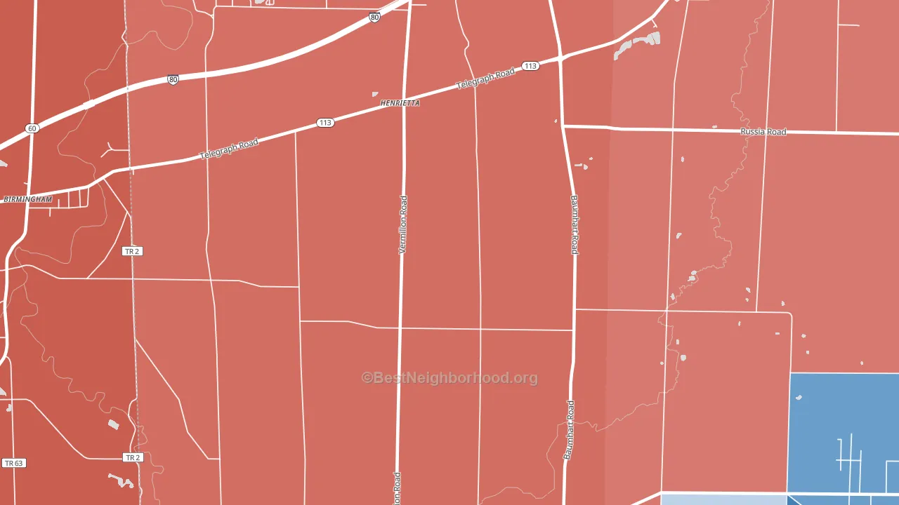 Henrietta, OH block-group political-lean map
