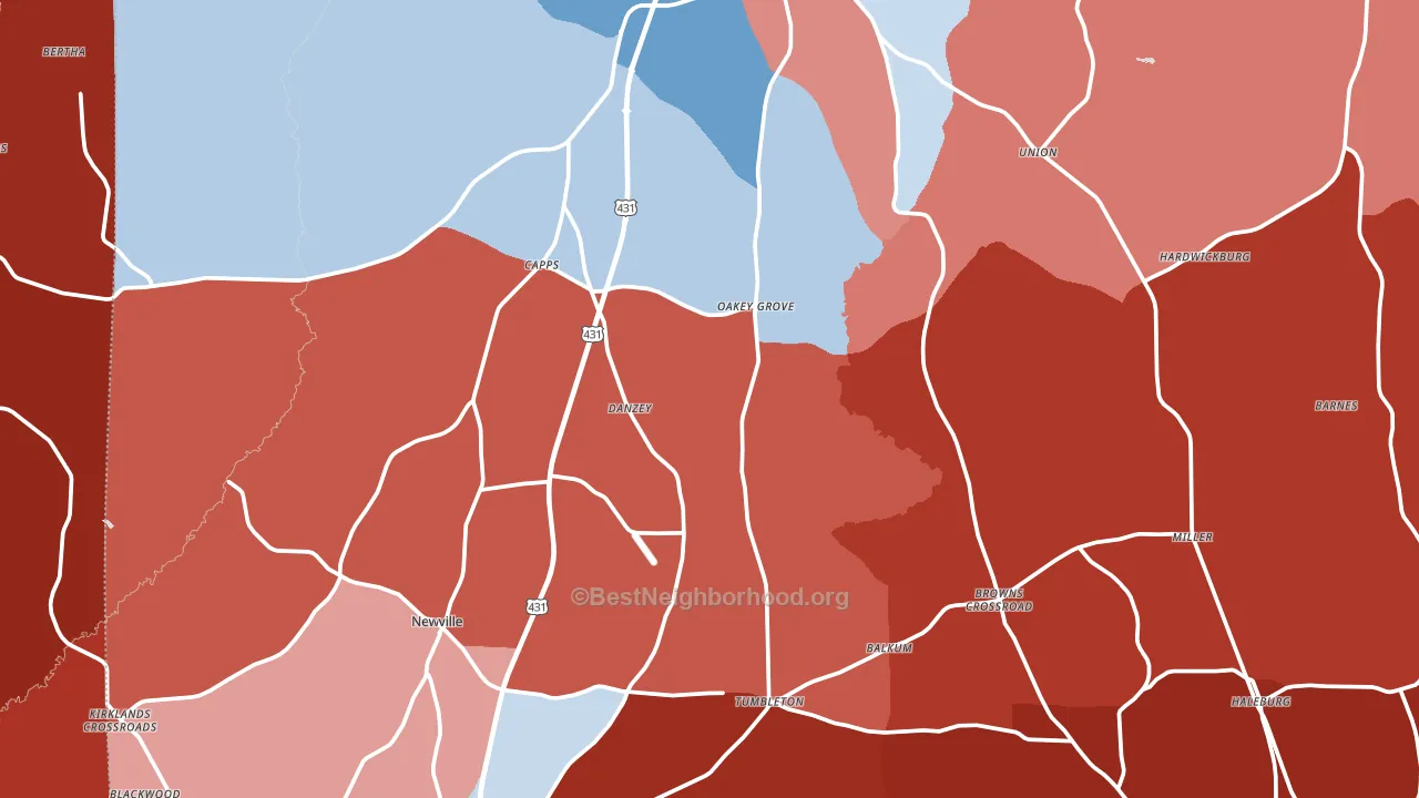 Henry County, AL block-group political-lean map