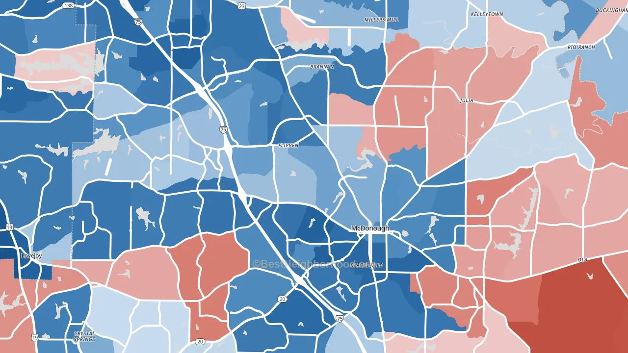 Henry County, GA block-group political-lean map