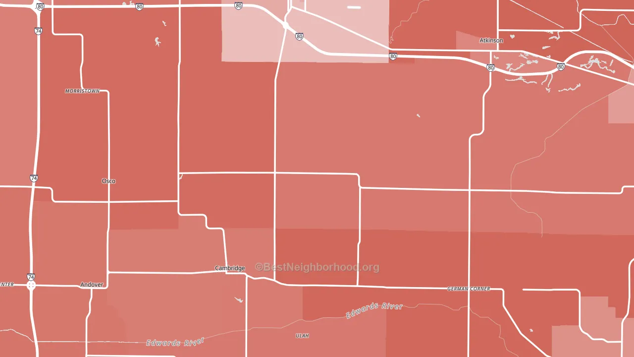 Henry County, IL block-group political-lean map