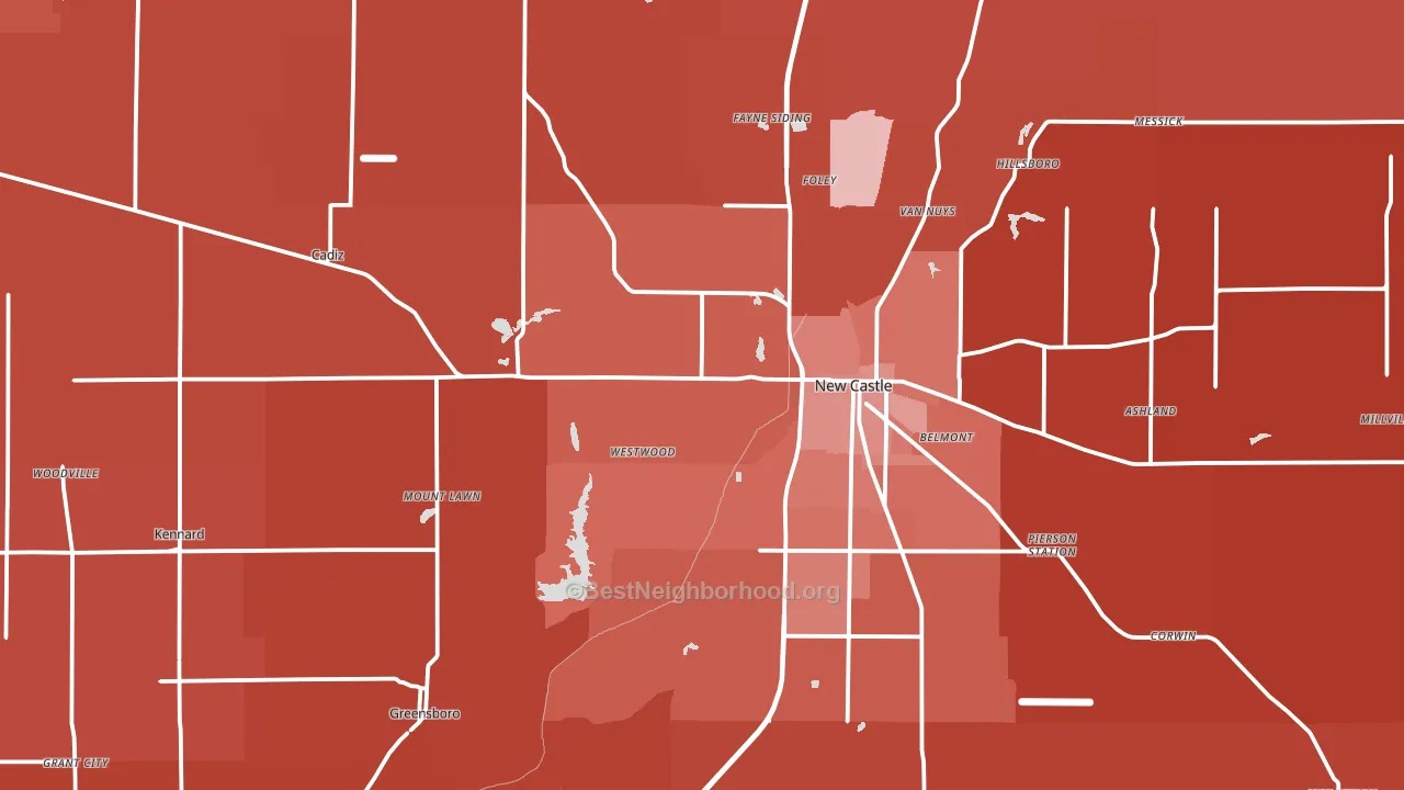 Henry County, IN block-group political-lean map