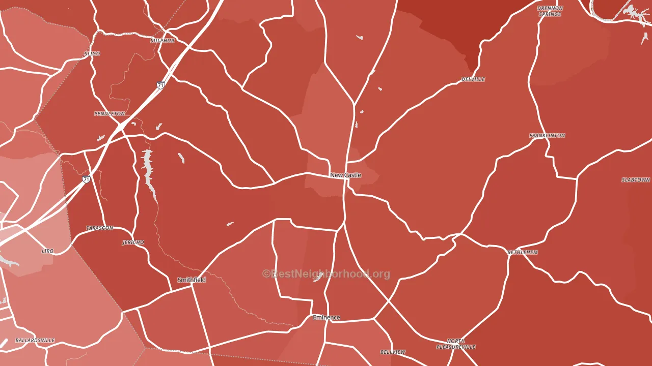 Henry County, KY block-group political-lean map