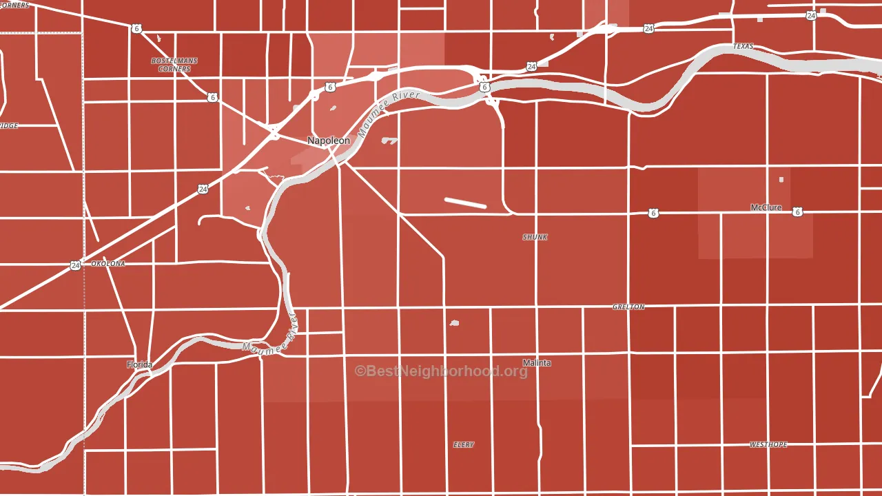 Henry County, OH block-group political-lean map