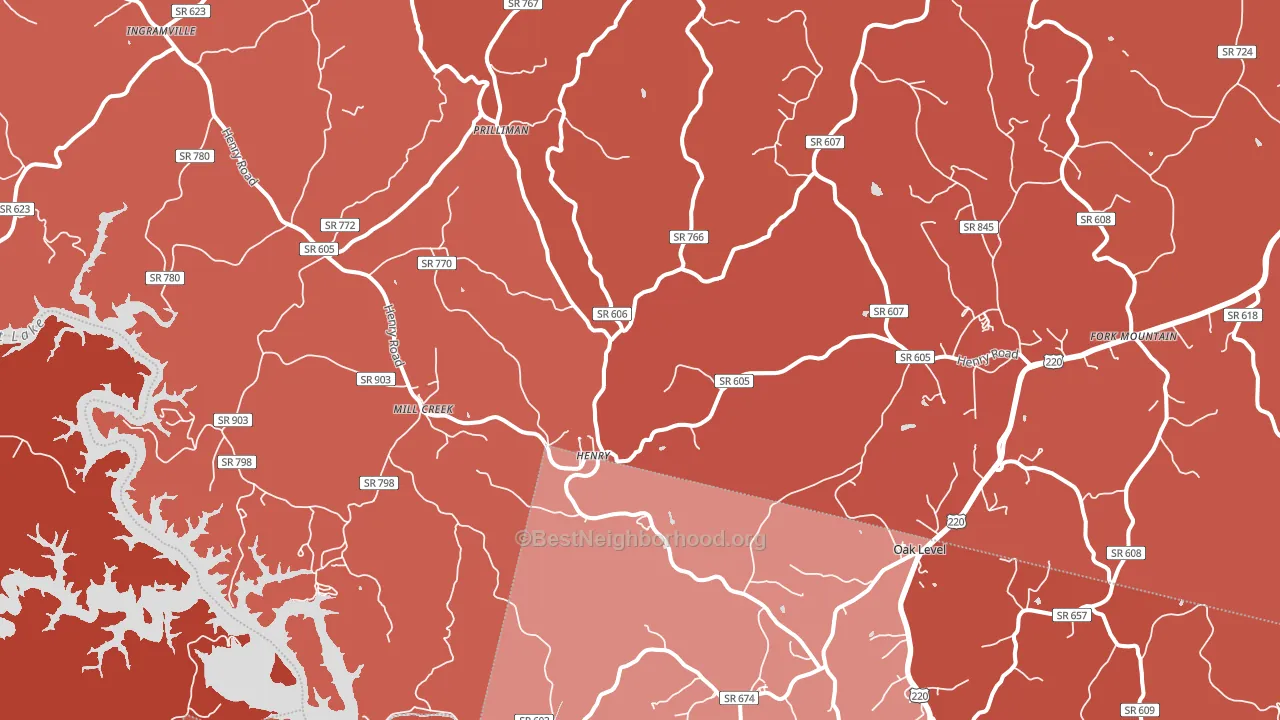 Henry, VA block-group political-lean map