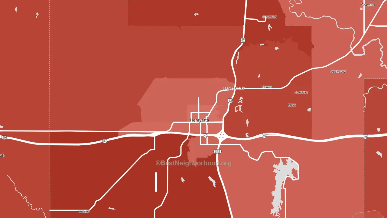 Henryetta, OK block-group political-lean map