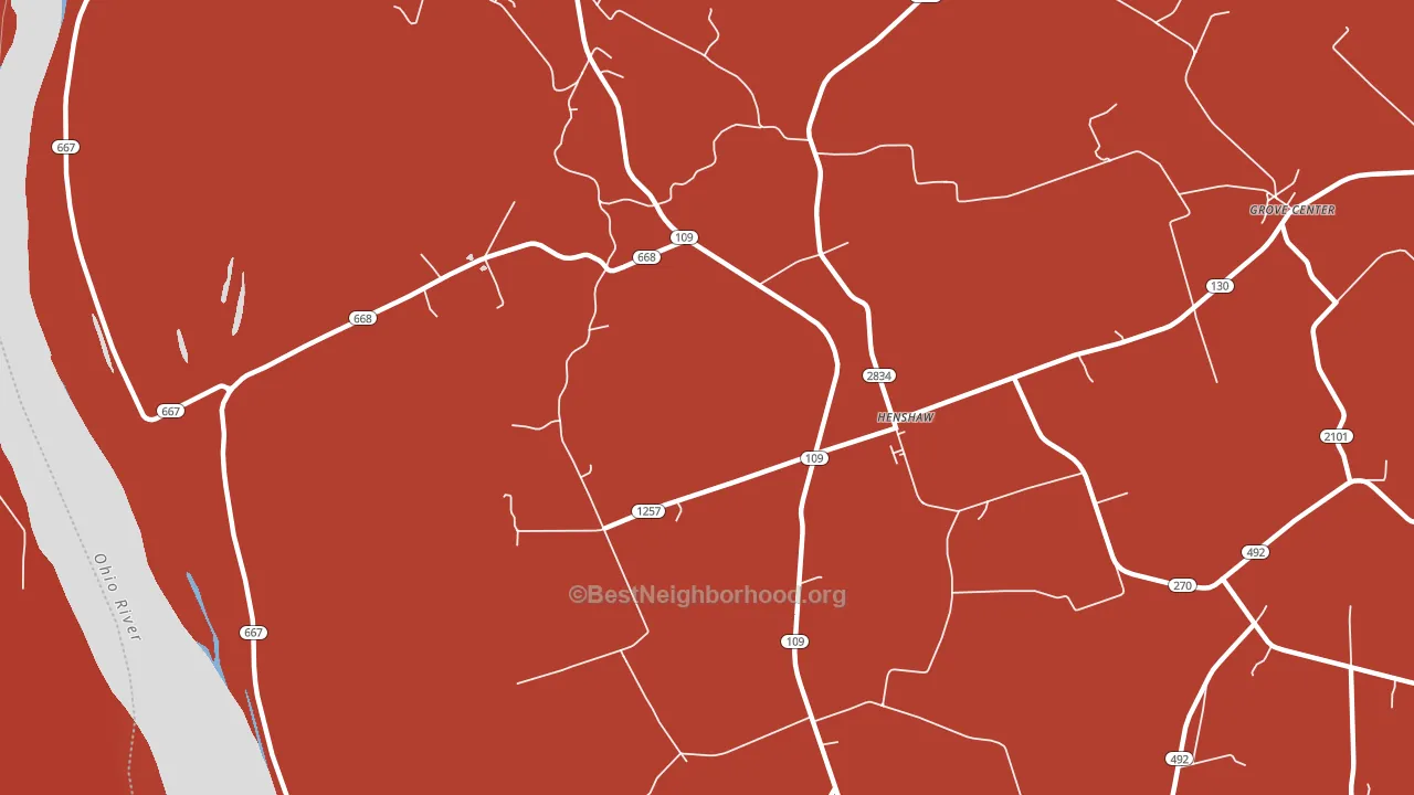 Henshaw, KY block-group political-lean map