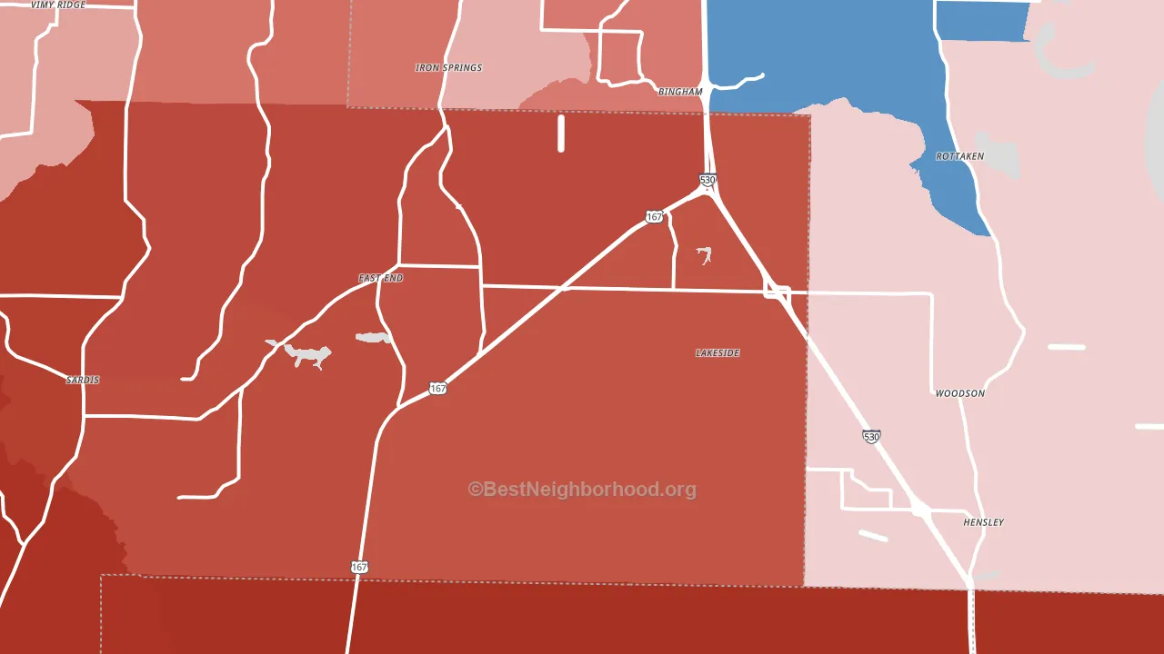 Hensley, AR block-group political-lean map