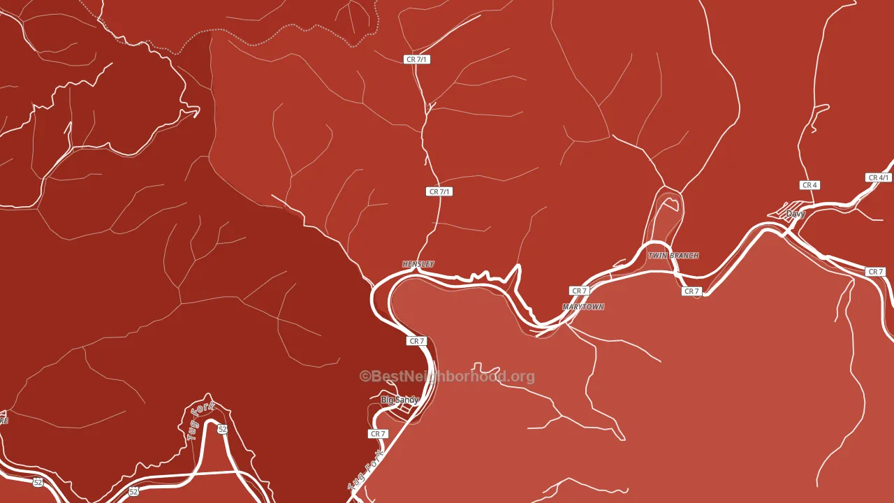 Hensley, WV block-group political-lean map