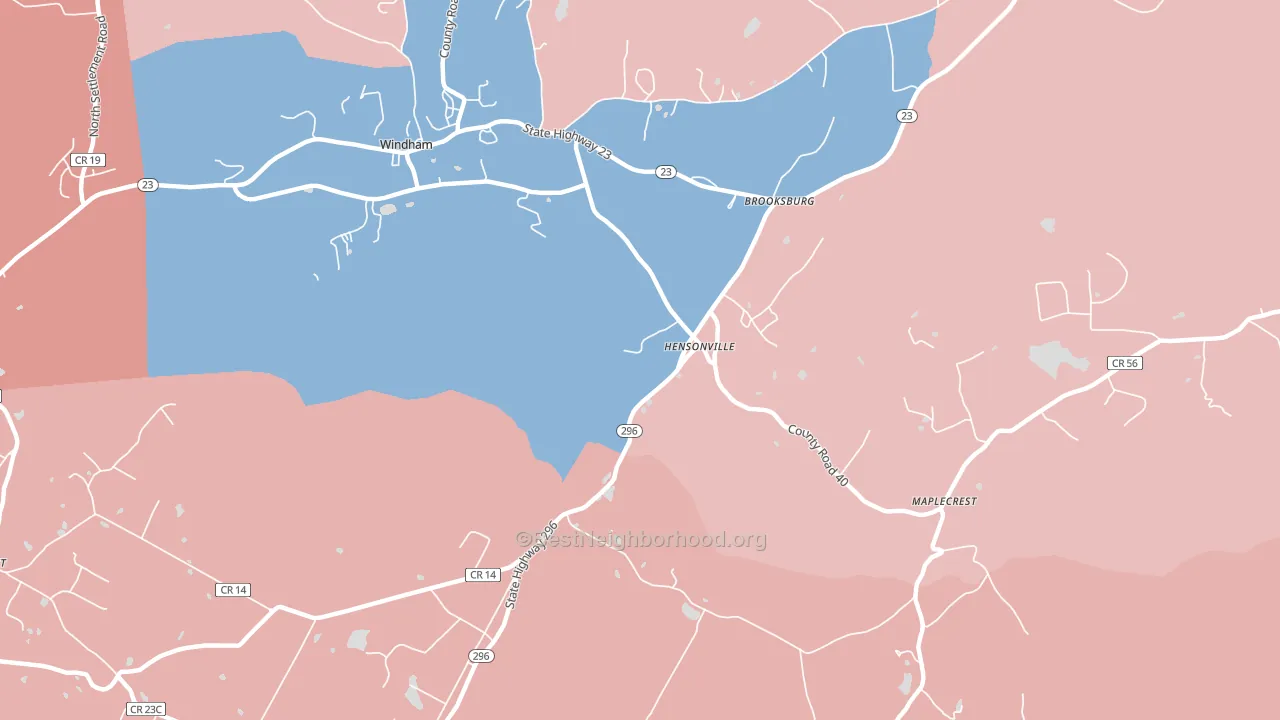 Hensonville, NY block-group political-lean map