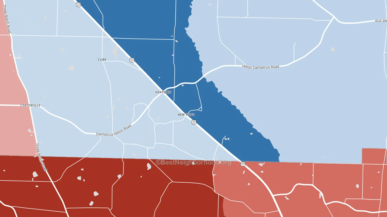 Hentown, GA block-group political-lean map