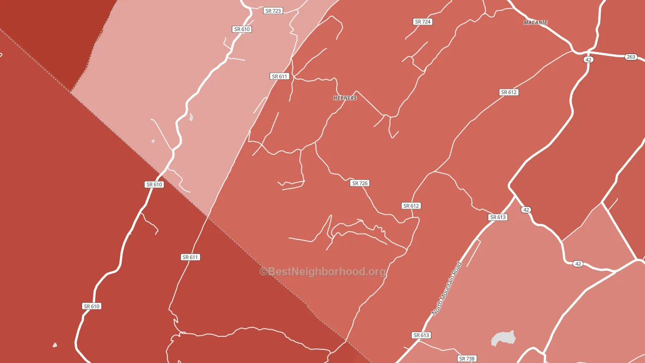Hepners, VA block-group political-lean map