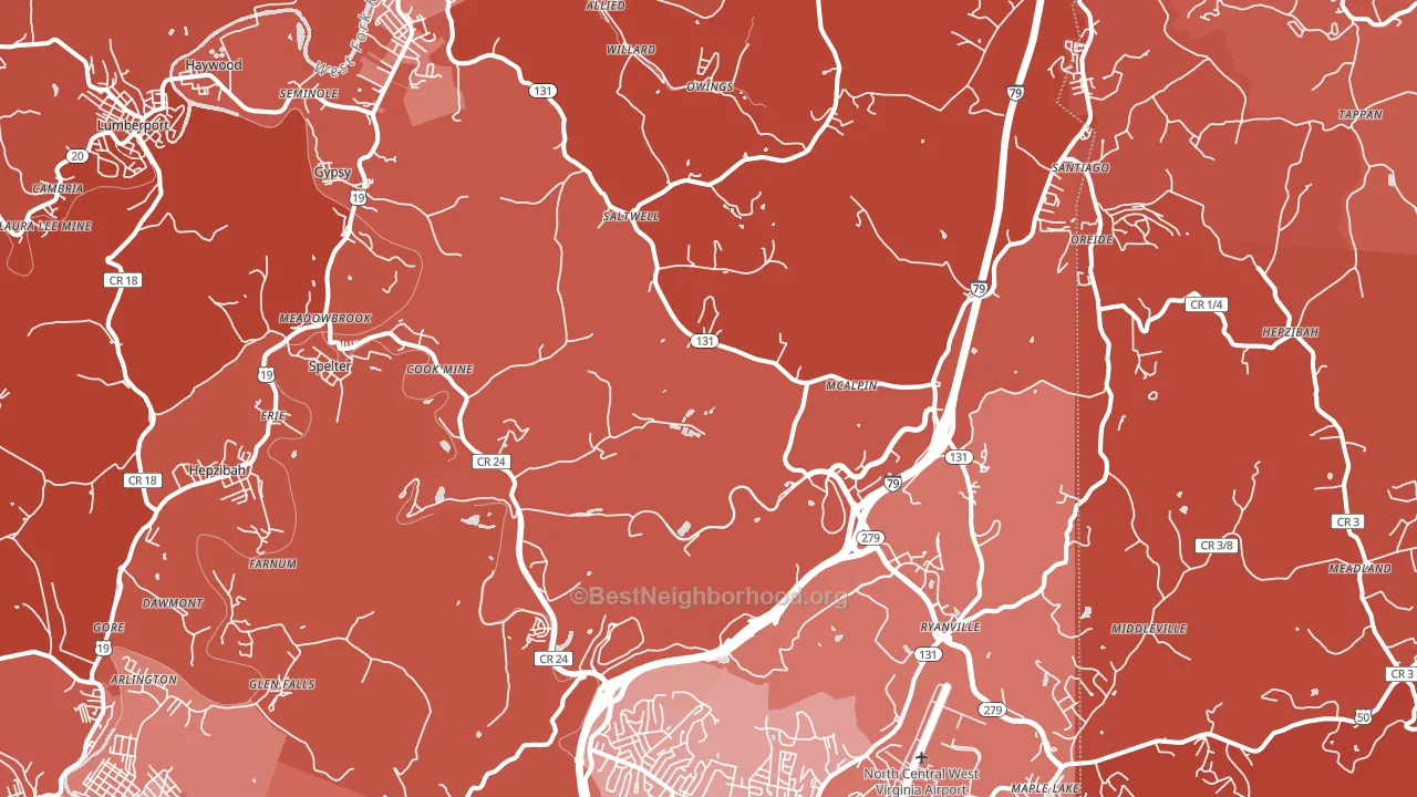 Hepzibah, WV block-group political-lean map
