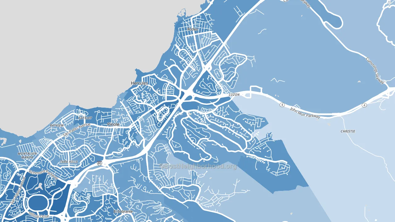 Hercules, CA block-group political-lean map