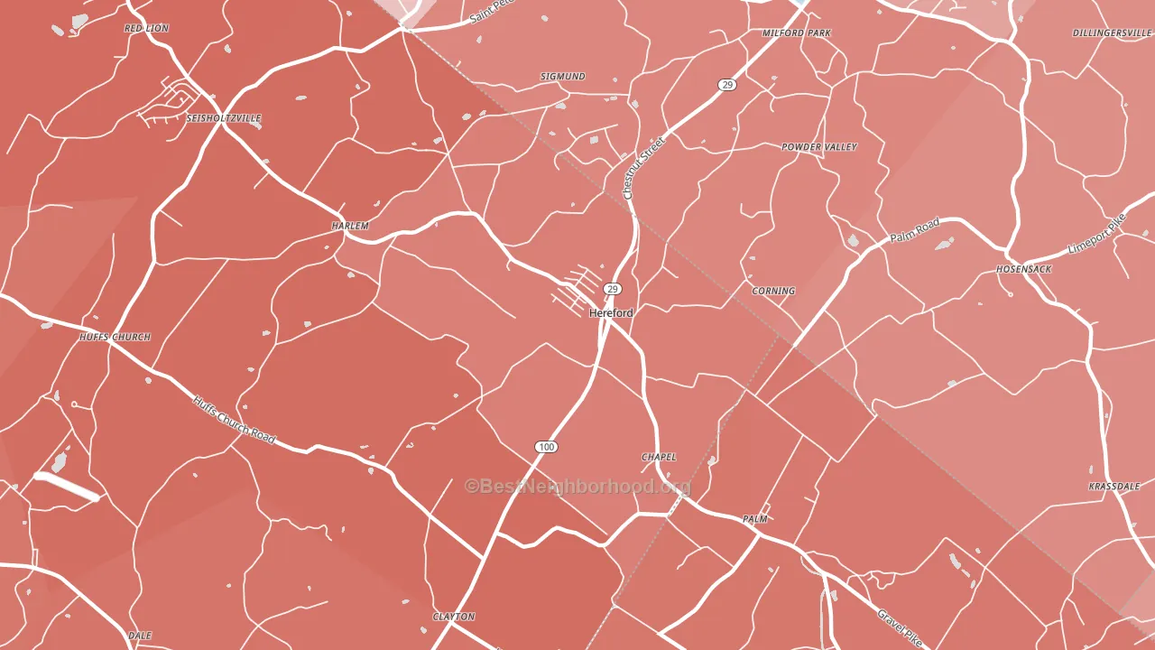 Hereford, PA block-group political-lean map