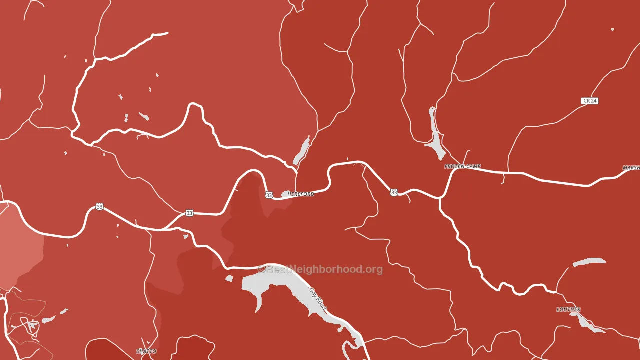Hereford, WV block-group political-lean map